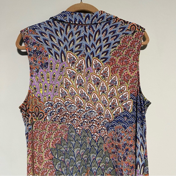 MSK Women’s XL Multicolor Paisley Button Front Sleeveless Shirt Dress - Picture 8 of 9